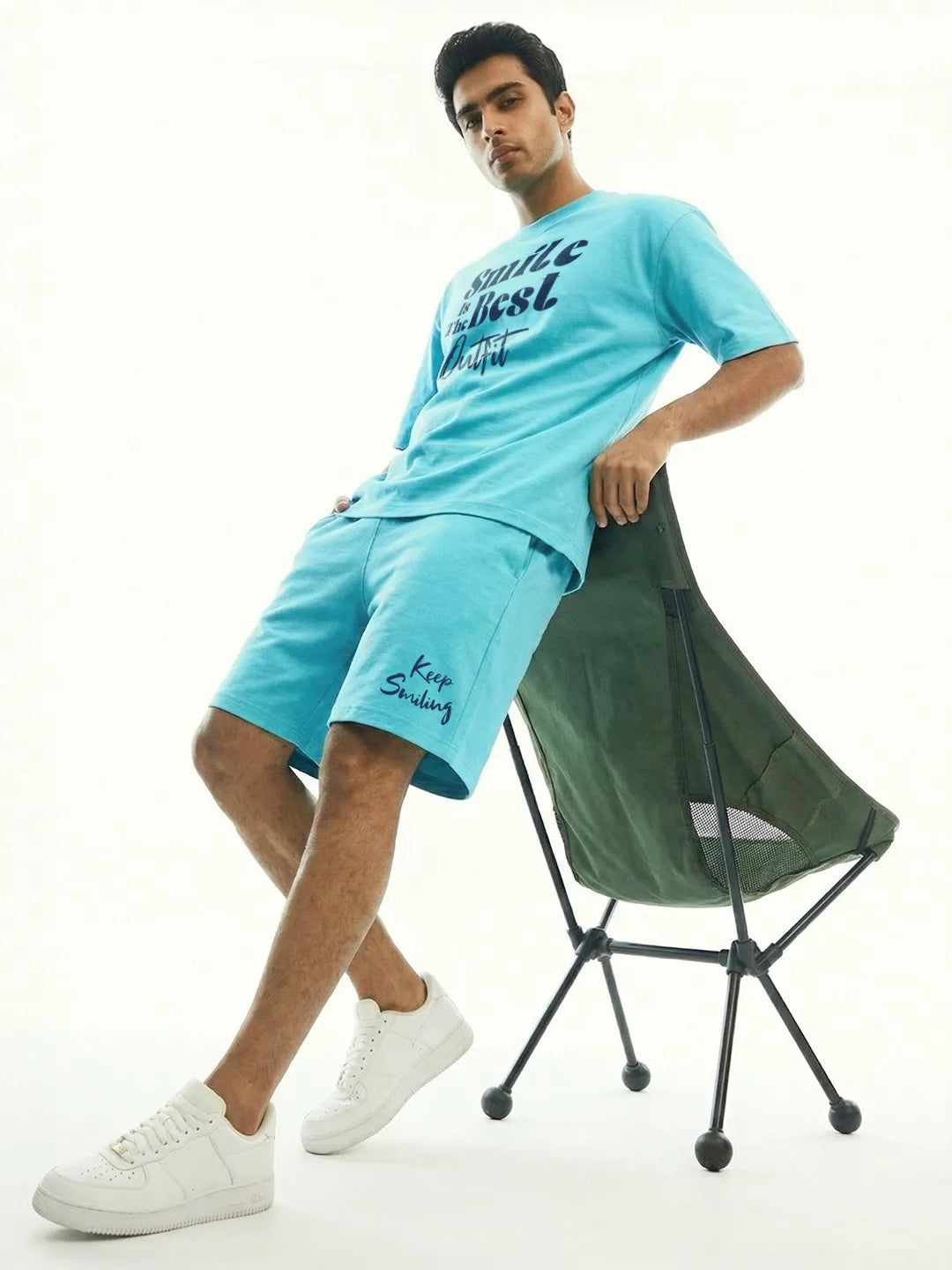 Smile Is The Best Cotton Mens T Shirt and Shorts Combo Set