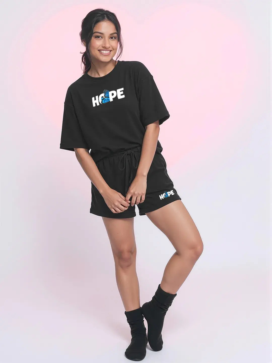 Hope Cotton Women's T Shirt and Shorts Combo Set