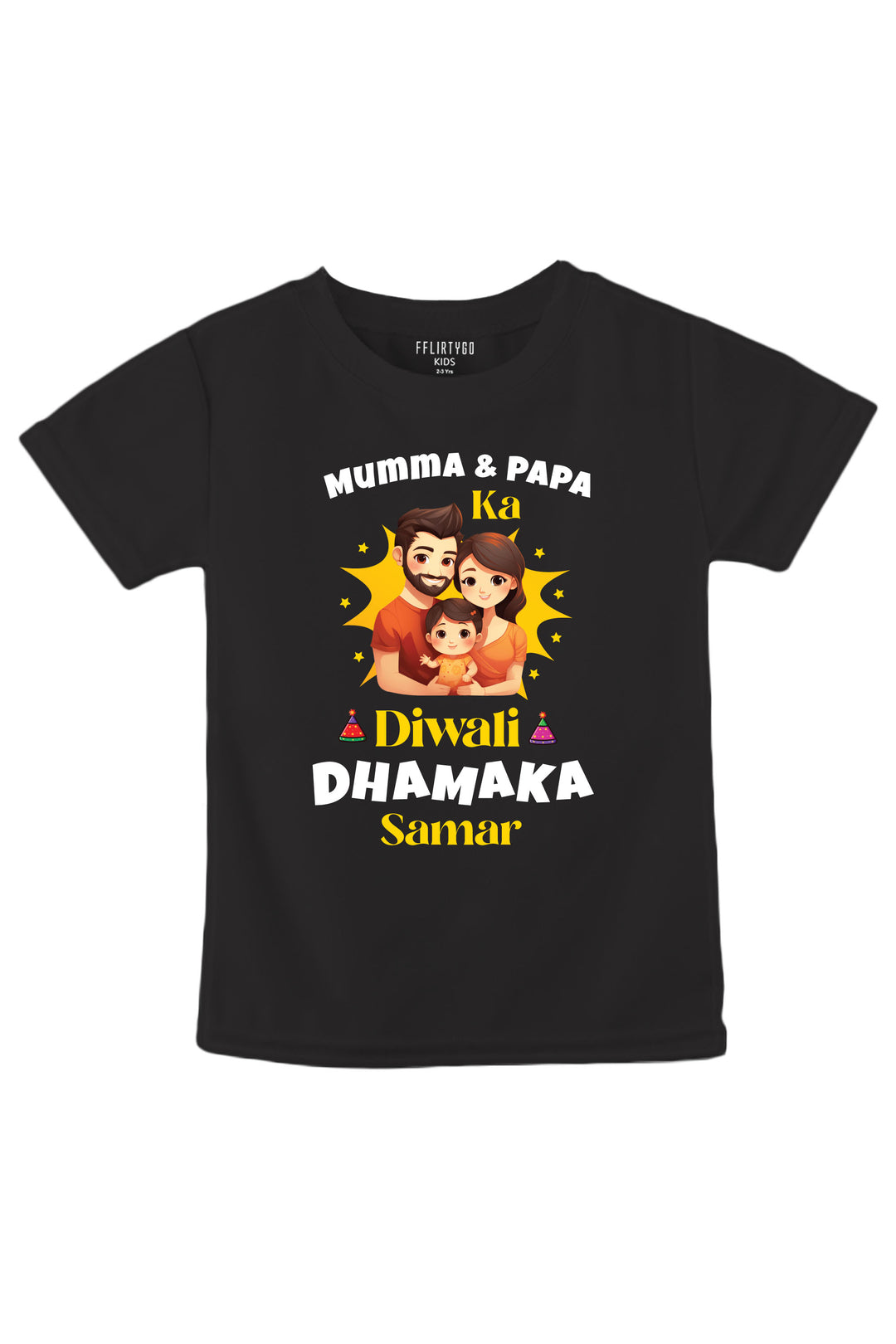Mumma & Papa Ka Diwali Dhamaka Kids T Shirt w/ Custom Name