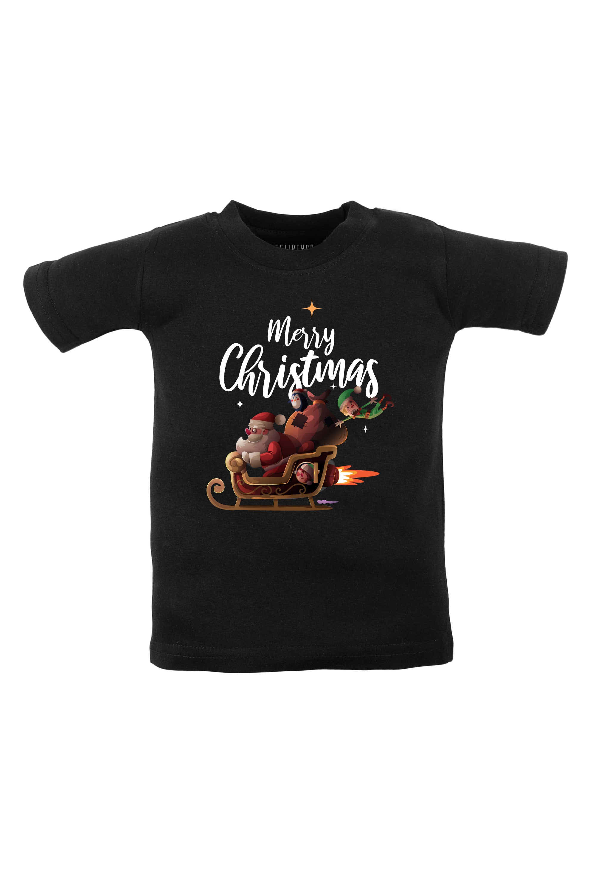 Merry Christmas With Santa Sleigh Kids T Shirt