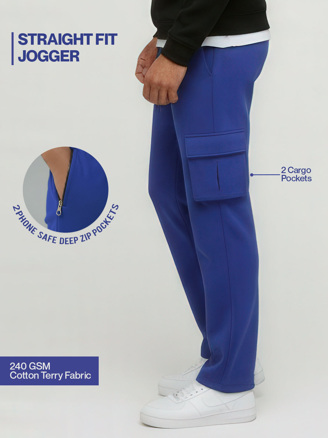 Royal Blue Cargo Joggers w/ 4 Pockets