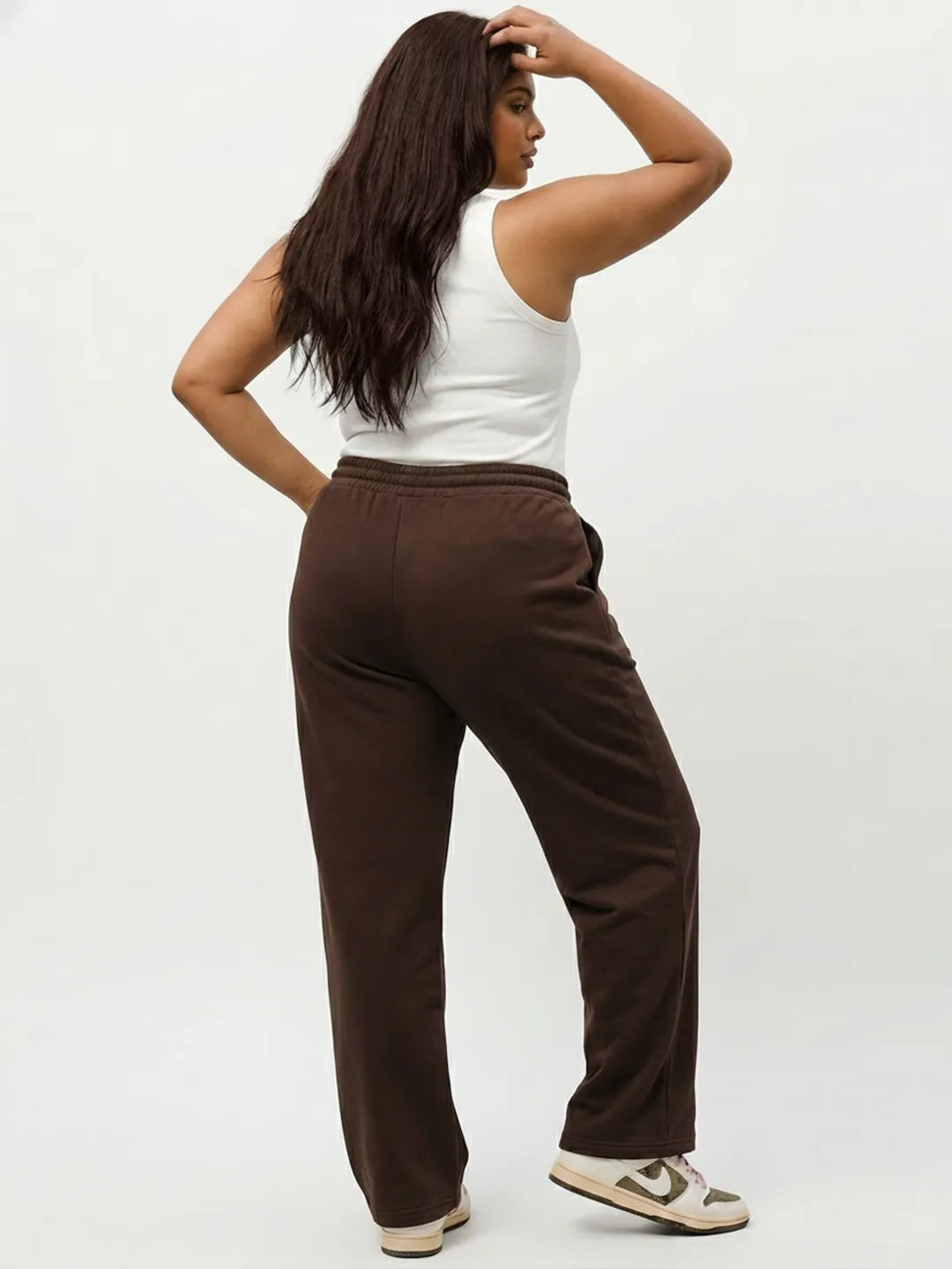 Brown Straight-Fit Joggers