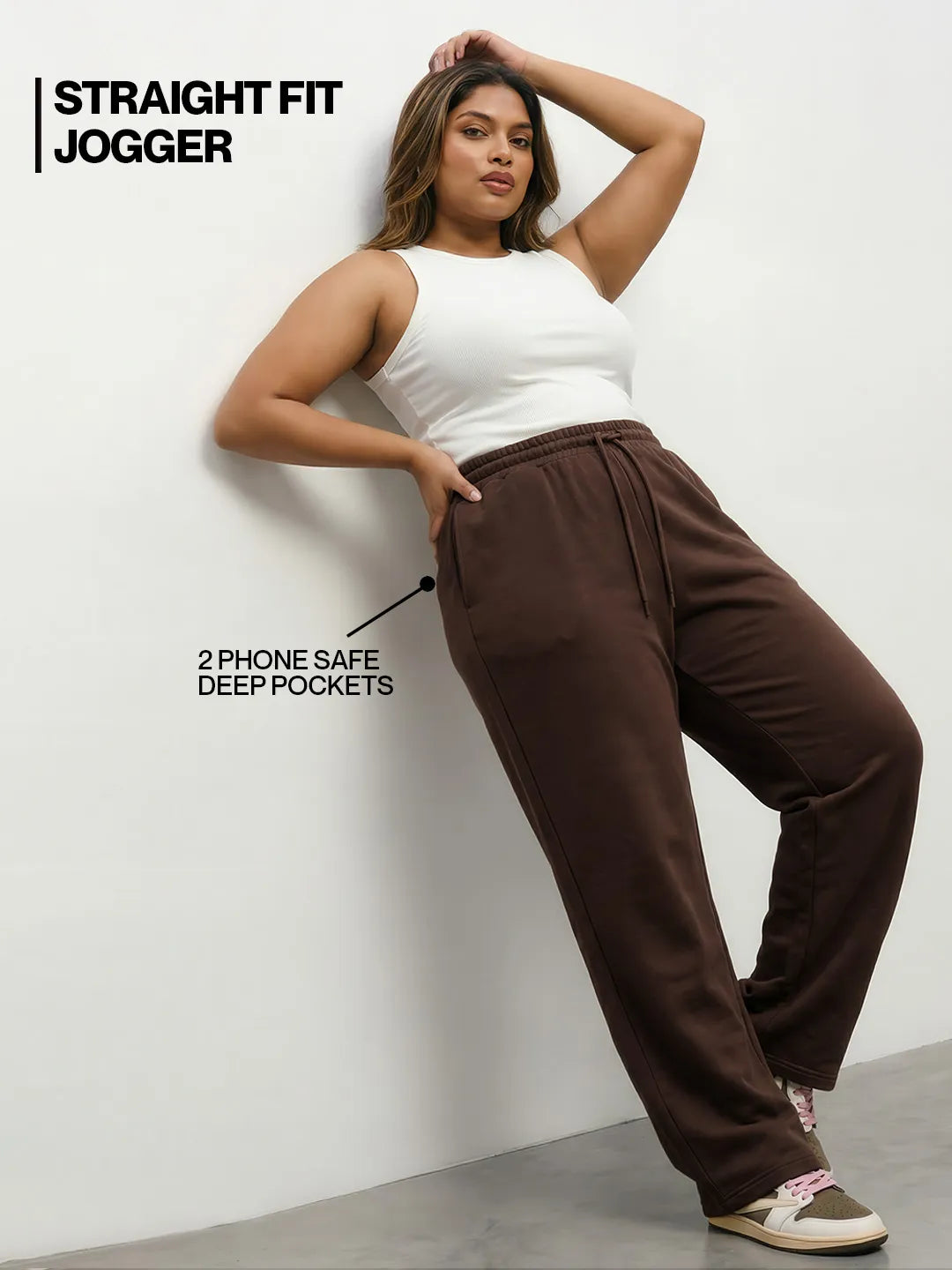 Brown Straight-Fit Joggers