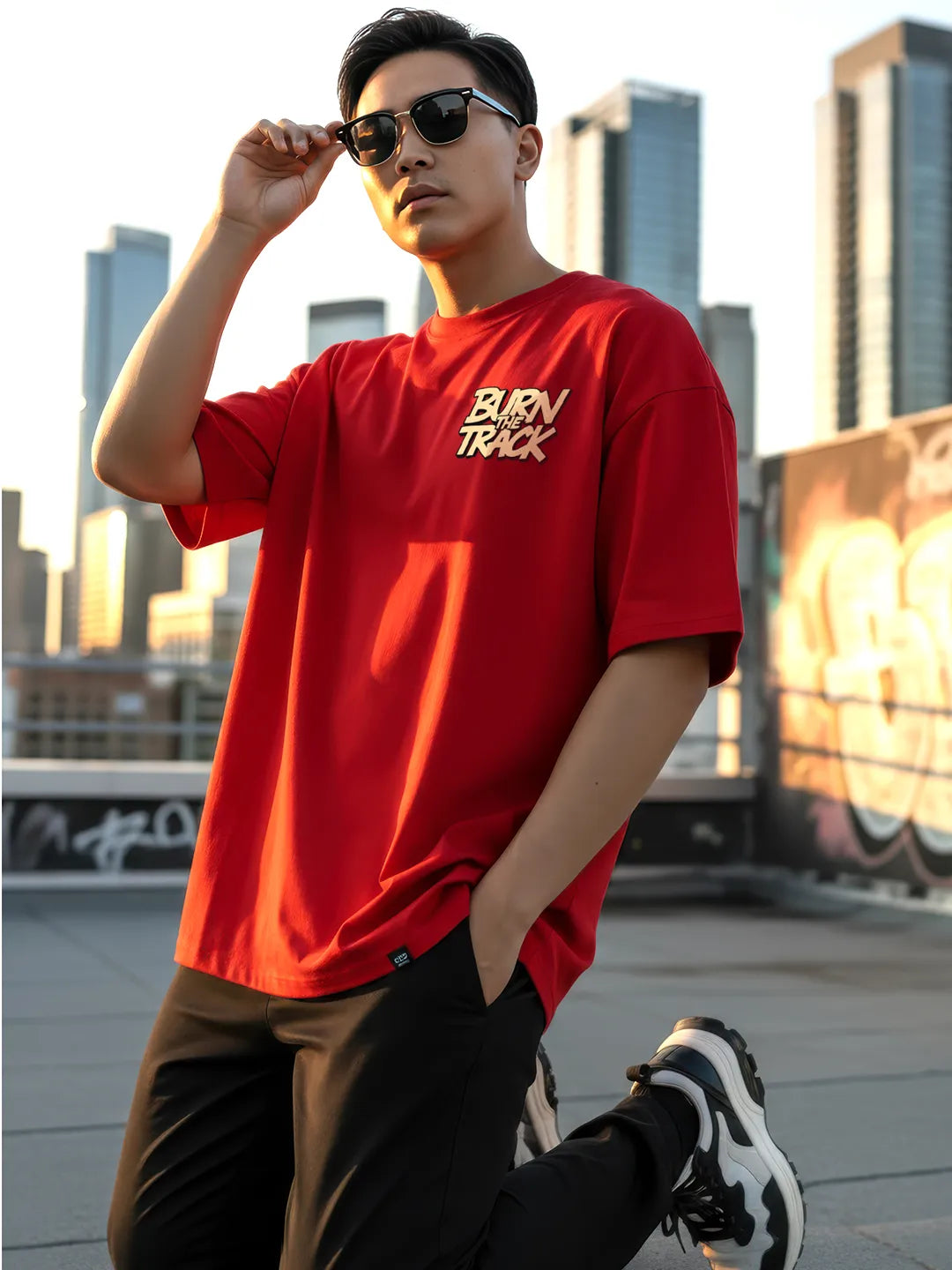 Burn The Track Mens Oversized T-Shirt