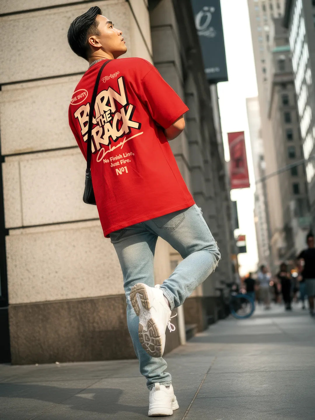 Burn The Track Mens Oversized T-Shirt