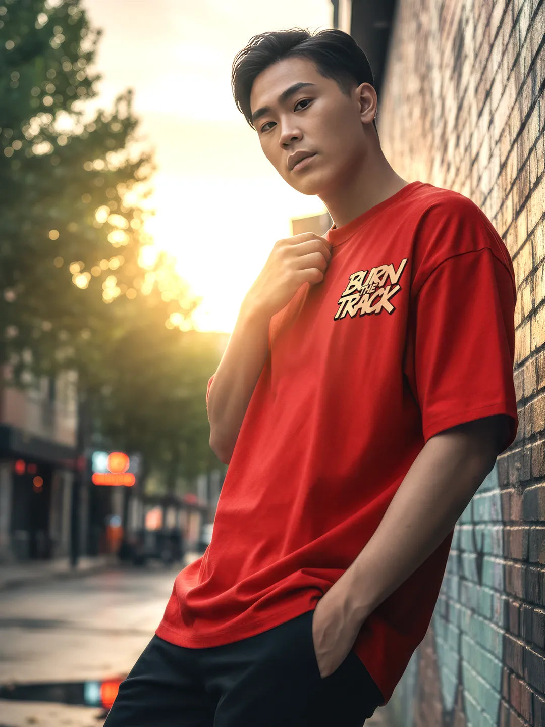 Burn The Track Mens Oversized T-Shirt
