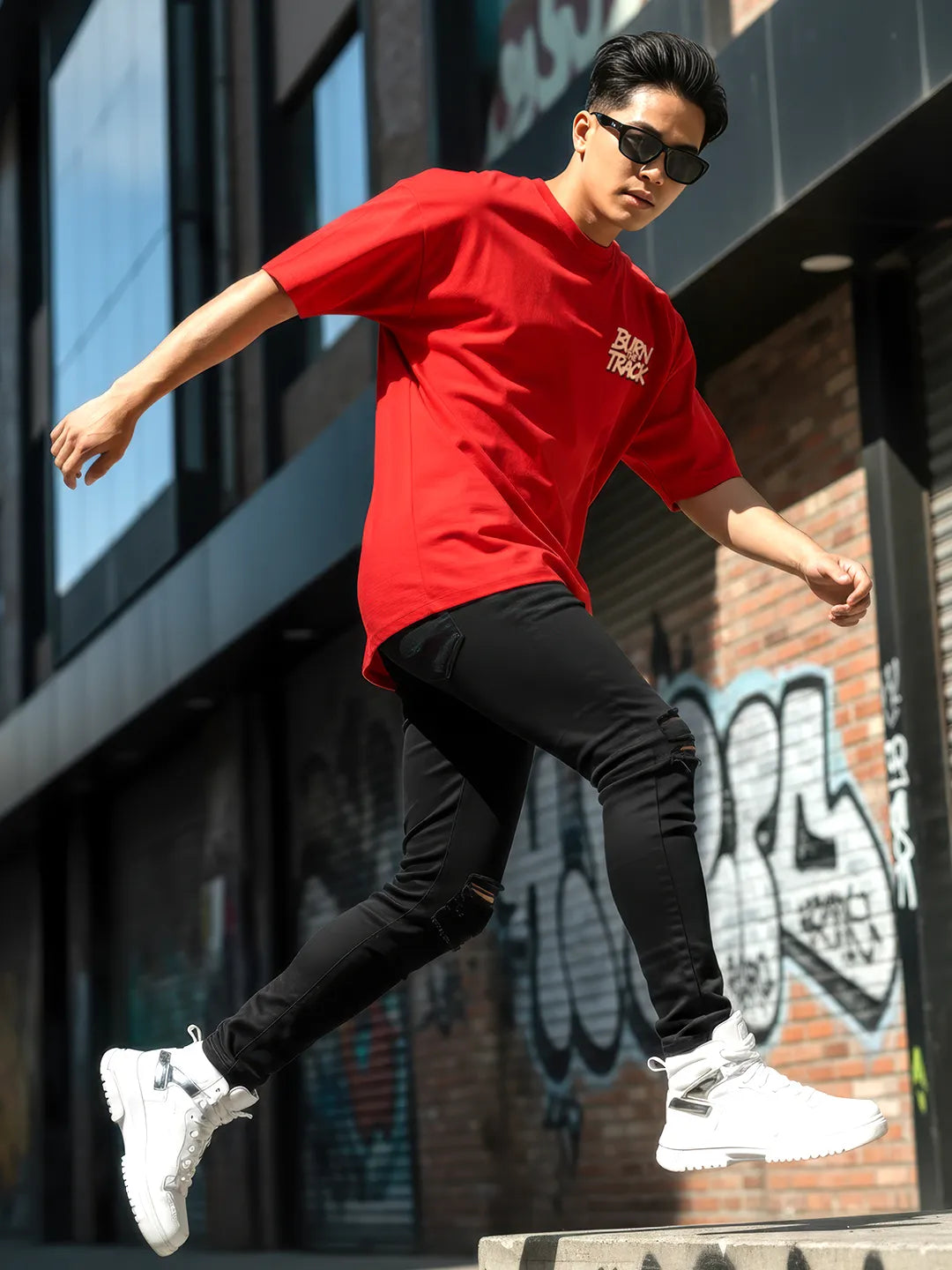 Burn The Track Mens Oversized T-Shirt