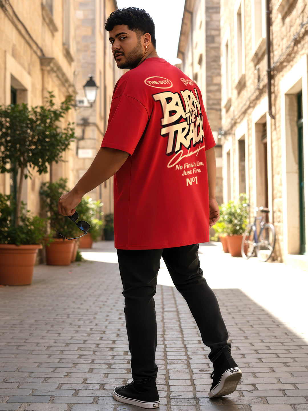 Burn The Track Mens Oversized T-Shirt