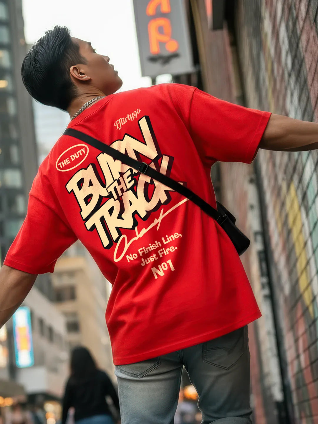 Burn The Track Mens Oversized T-Shirt