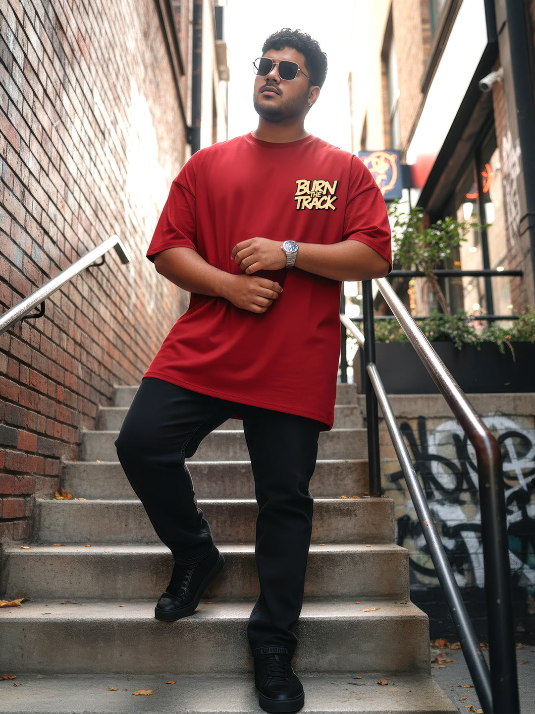 Burn The Track Mens Oversized T-Shirt