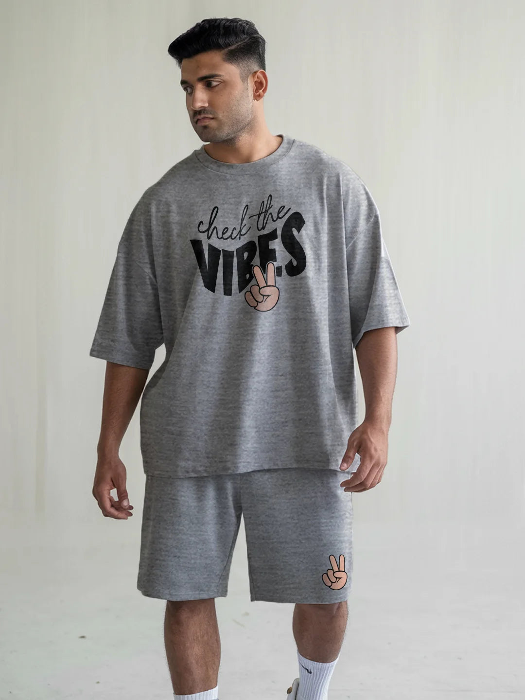 Check The Vibes Cotton Mens T Shirt and Shorts Combo Set