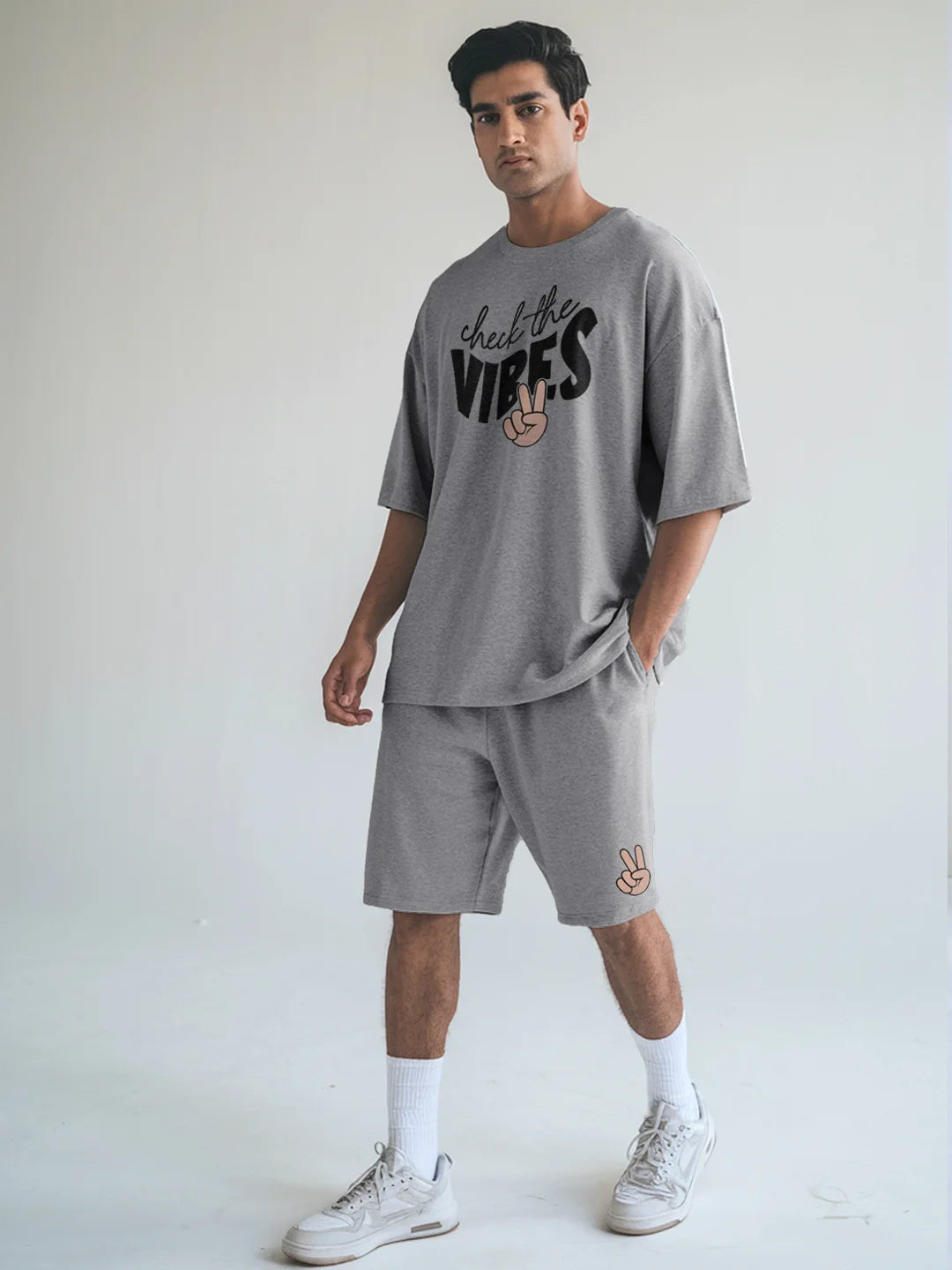 Check The Vibes Cotton Mens T Shirt and Shorts Combo Set