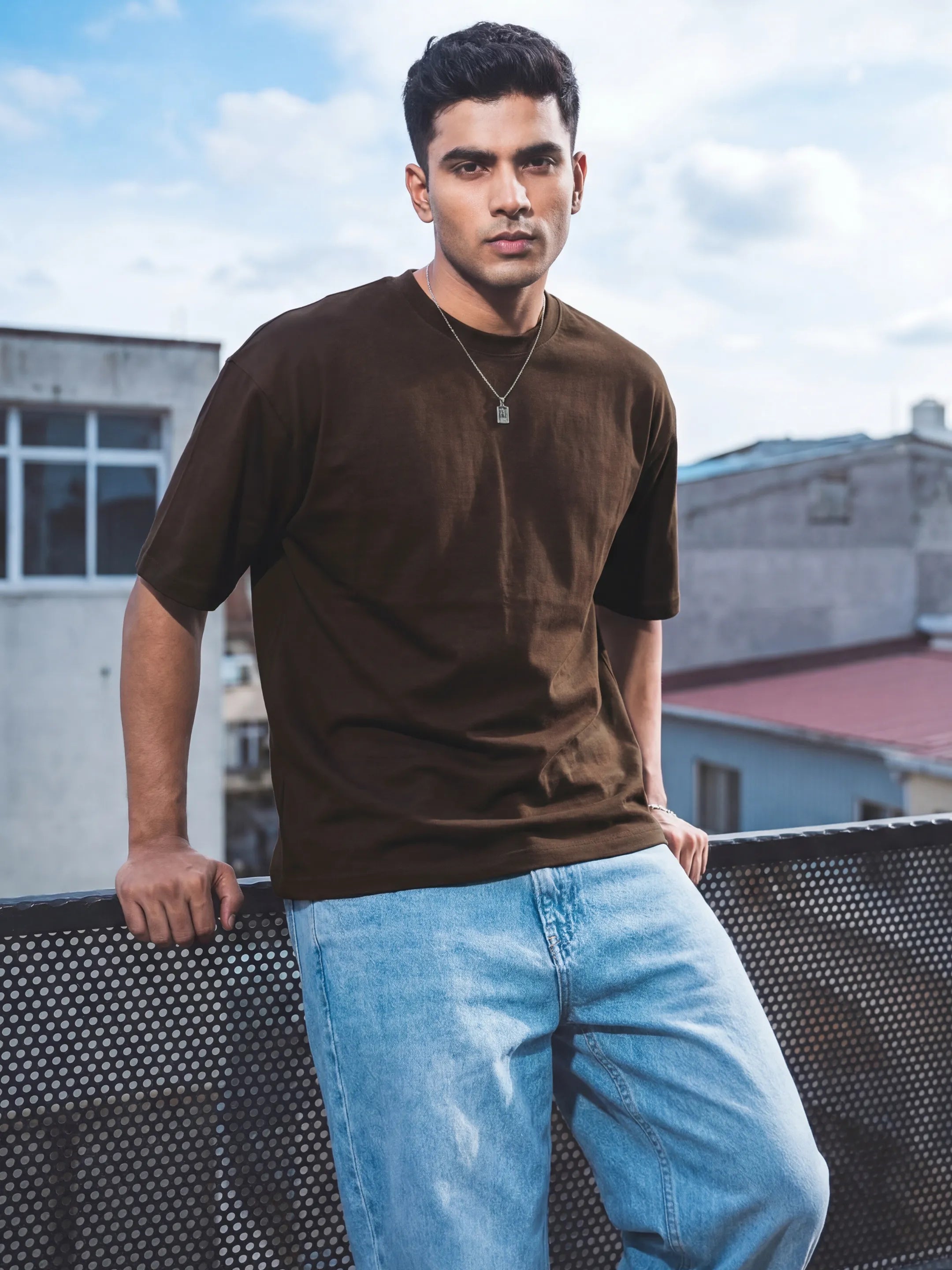 Dark Brown Men's Oversized T-Shirt
