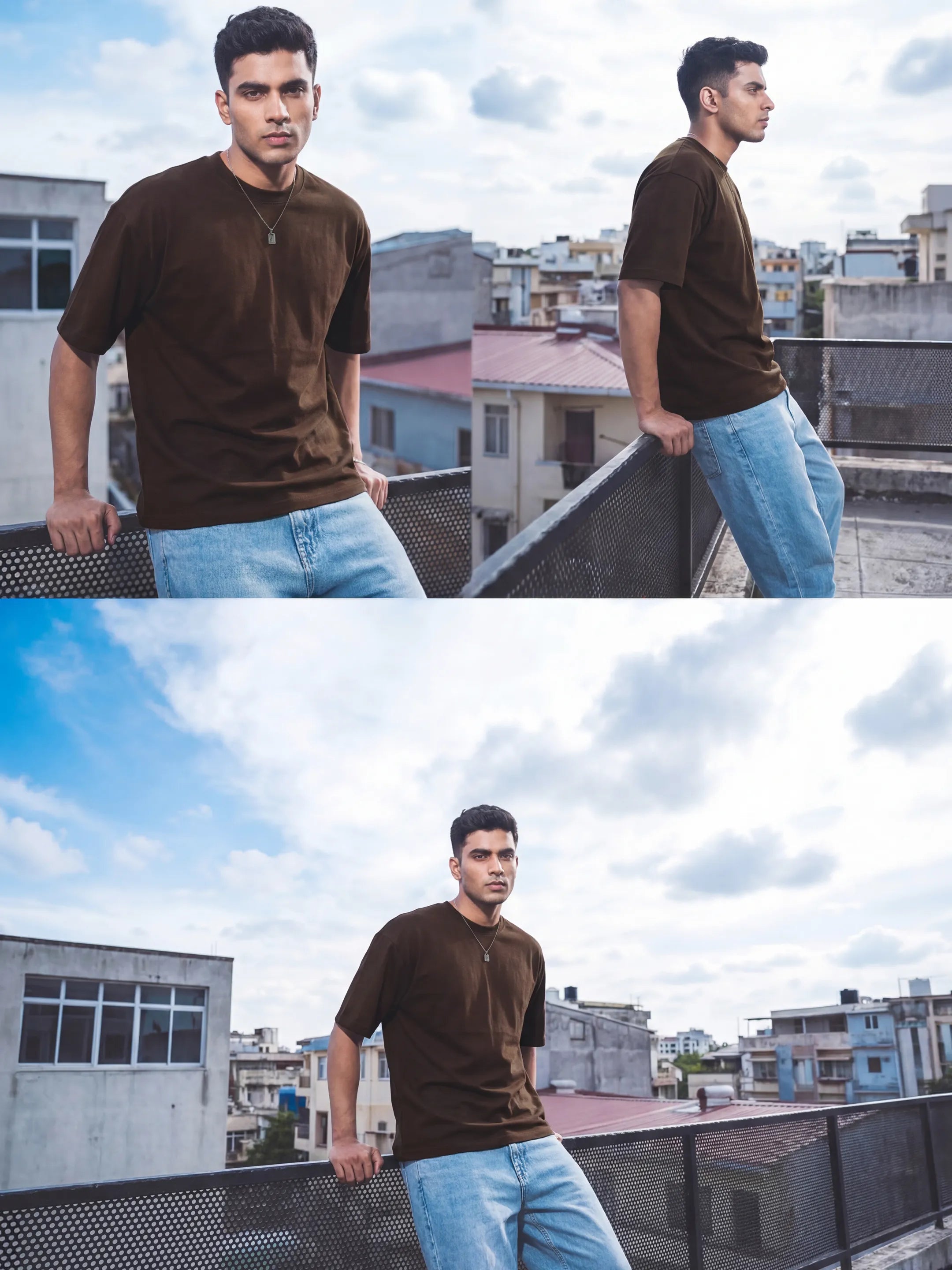 Dark Brown Men's Oversized T-Shirt