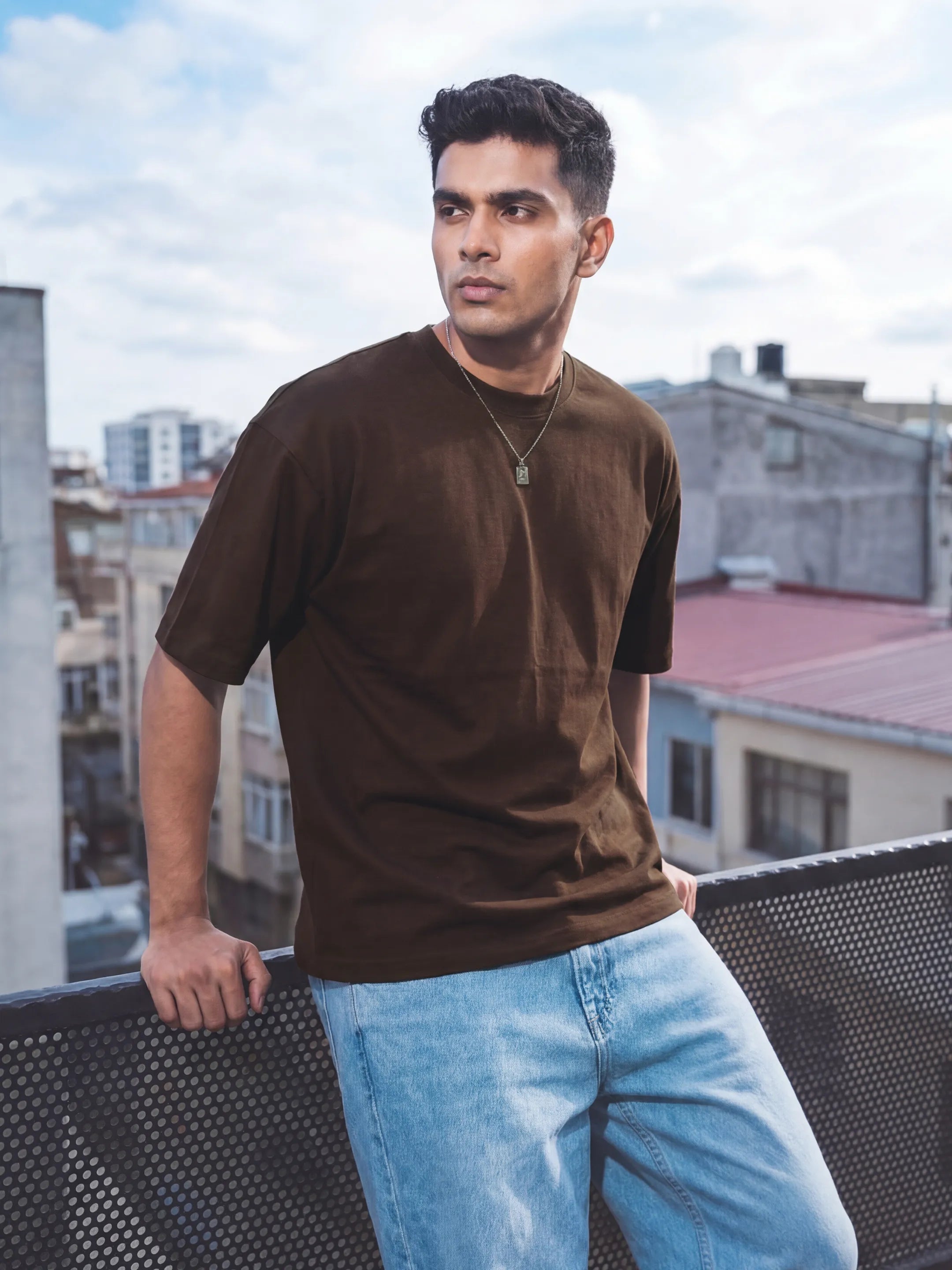 Dark Brown Men's Oversized T-Shirt