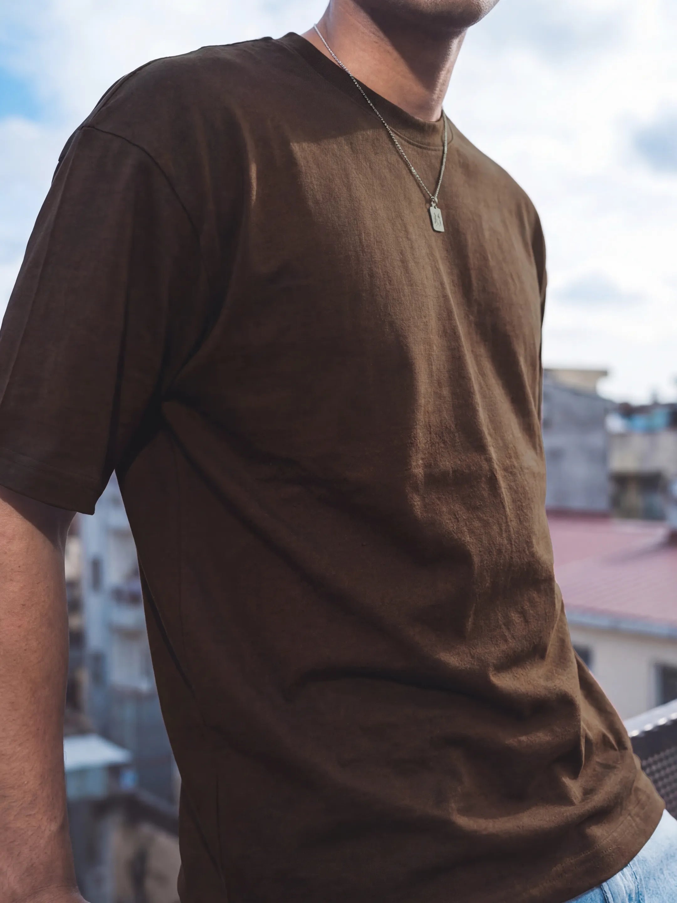 Dark Brown Men's Oversized T-Shirt