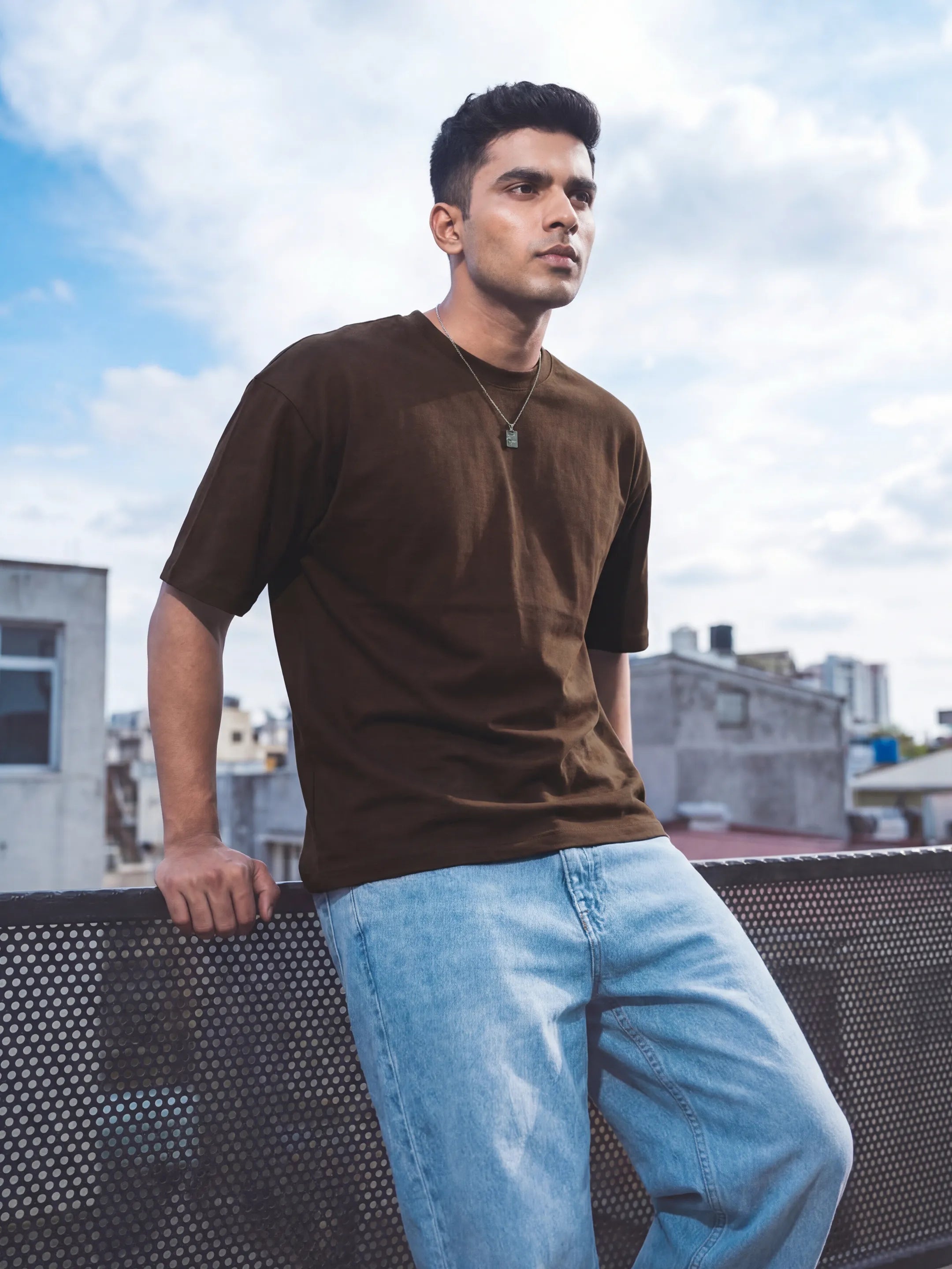 Dark Brown Men's Oversized T-Shirt