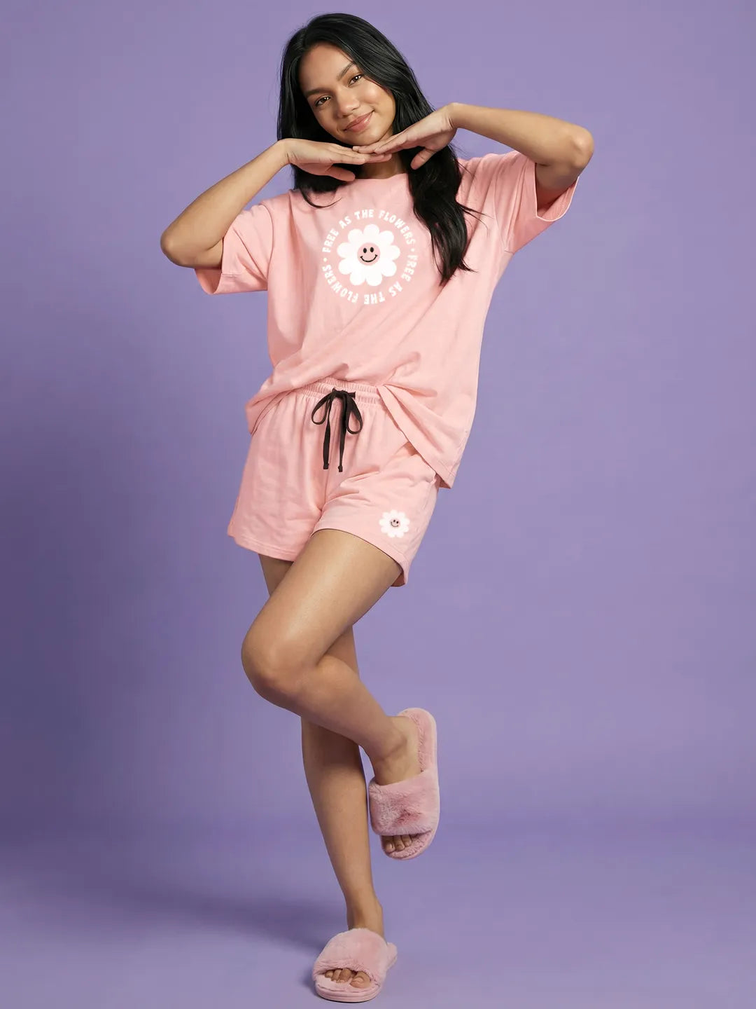 Free As Flower Cotton T shirt & Shorts Combo set