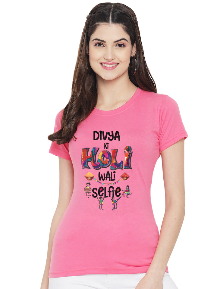Holi Wali Selfie Women's Tshirt w/ Custom Name
