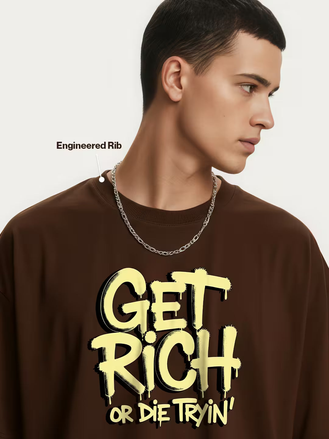Get Rich Or Die Tryin' Men's Oversized T-Shirt