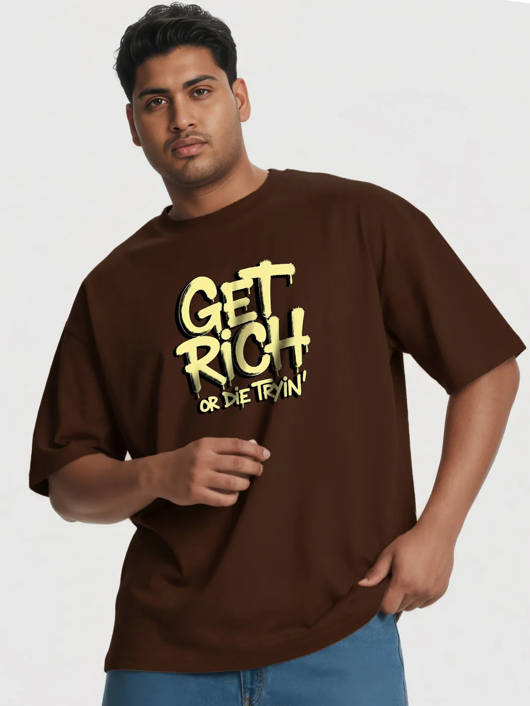 Get Rich Or Die Tryin' Mens Oversized T-Shirt