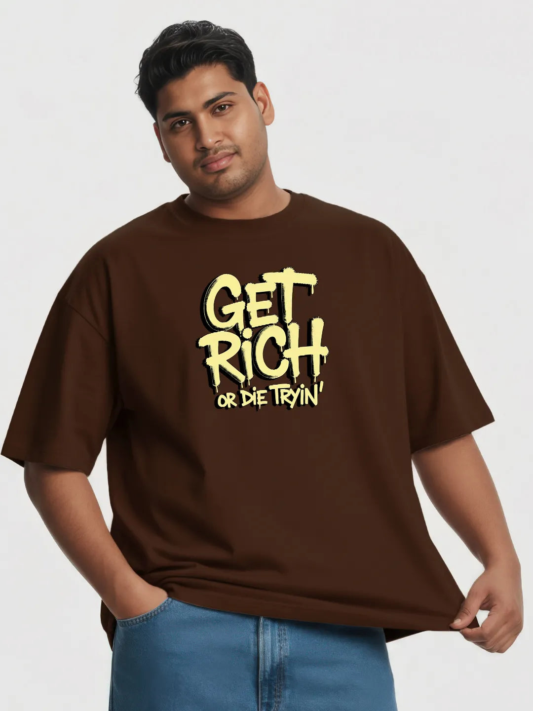 Get Rich Or Die Tryin' Mens Oversized T-Shirt