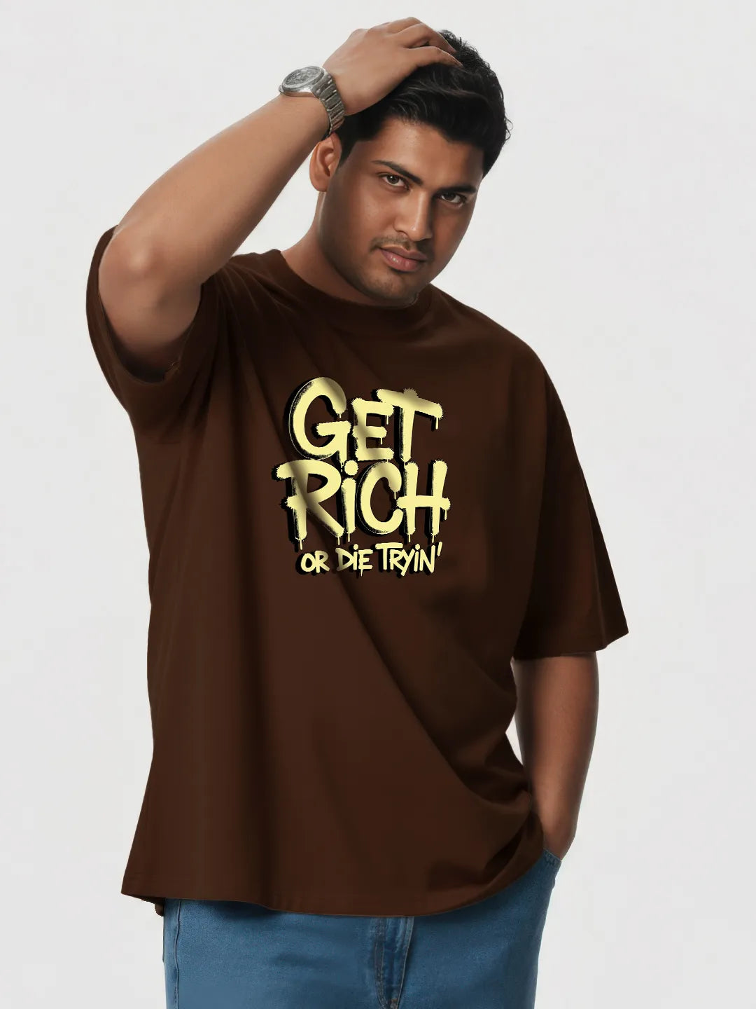 Get Rich Or Die Tryin' Mens Oversized T-Shirt