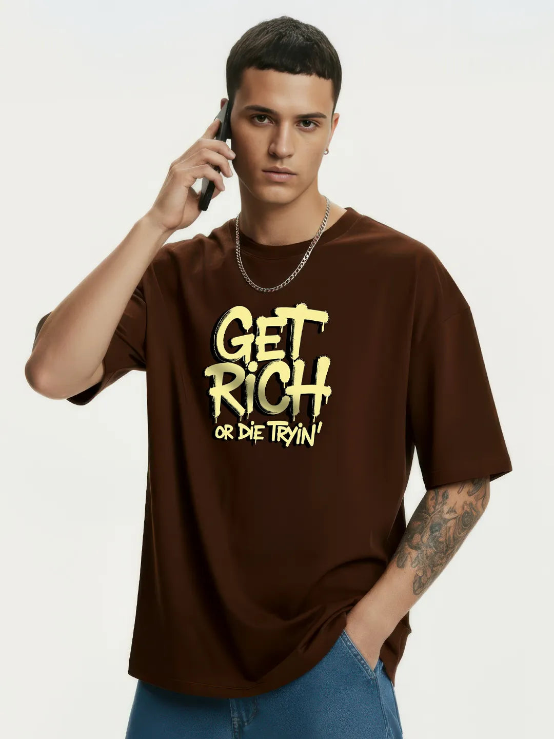 Get Rich Or Die Tryin' Mens Oversized T-Shirt