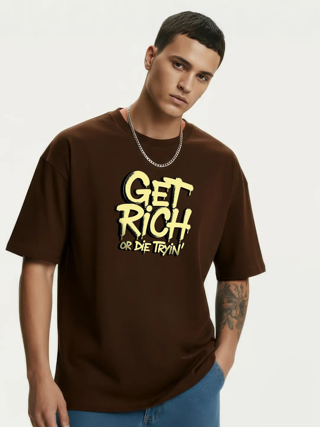 Get Rich Or Die Tryin' Mens Oversized T-Shirt