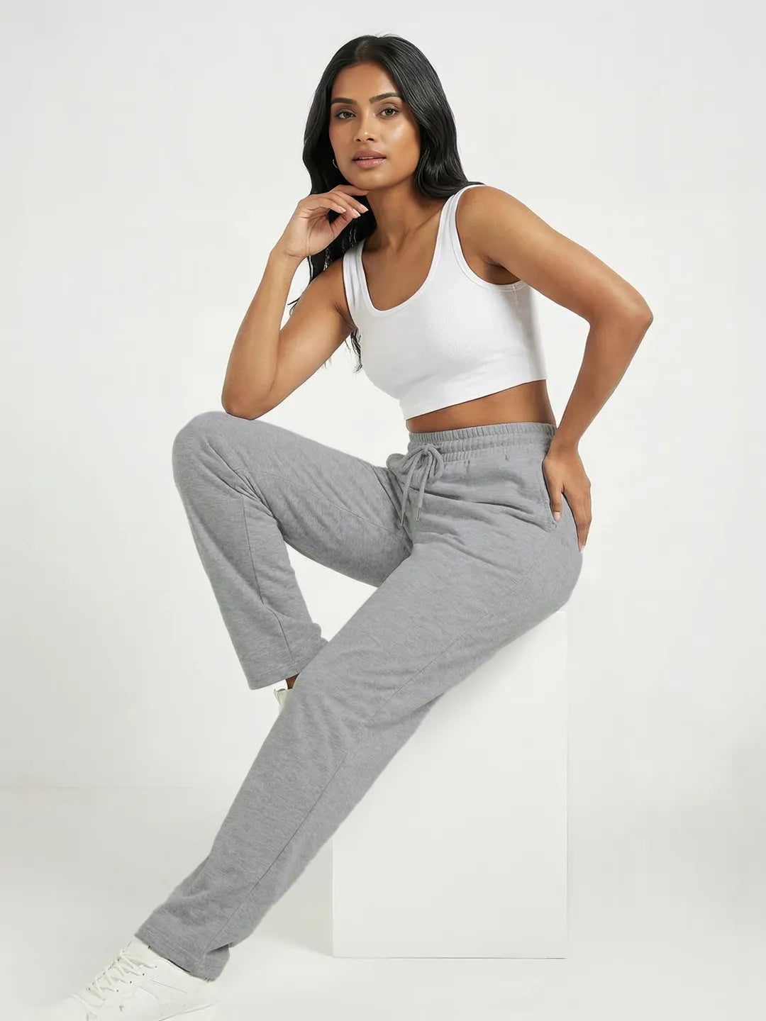 Grey Straight-Fit Joggers