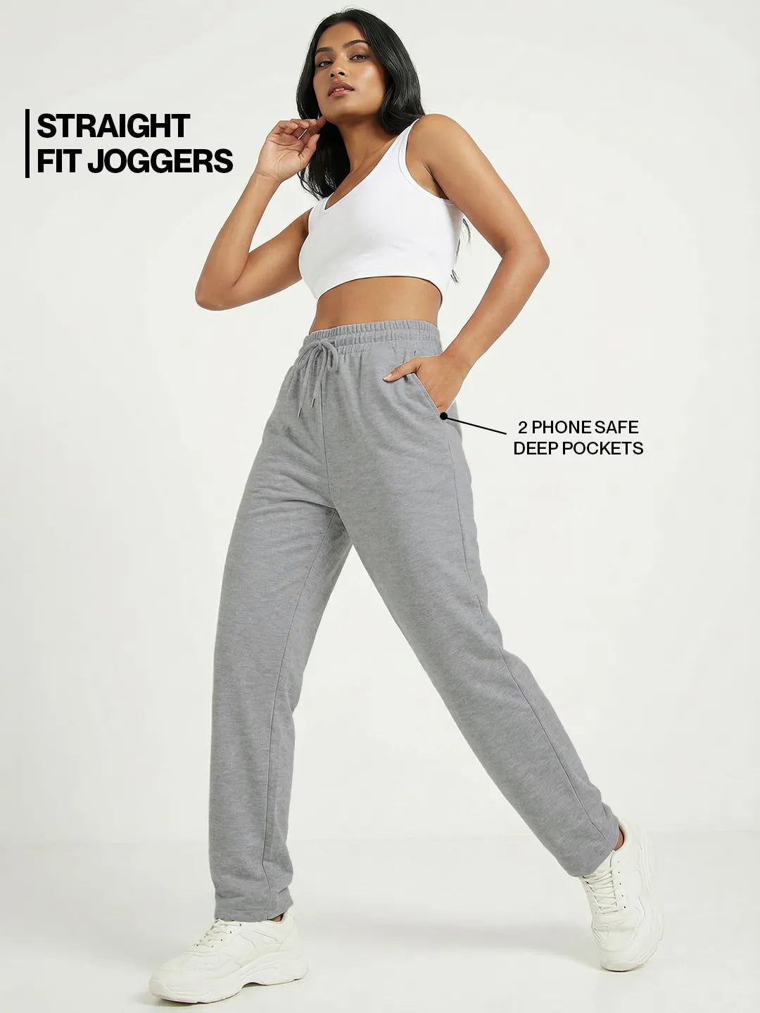 Grey Straight-Fit Joggers