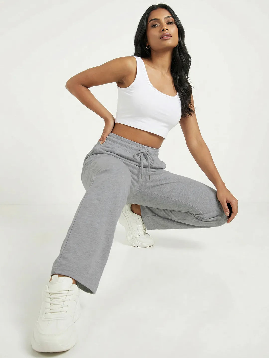 Grey Straight-Fit Joggers