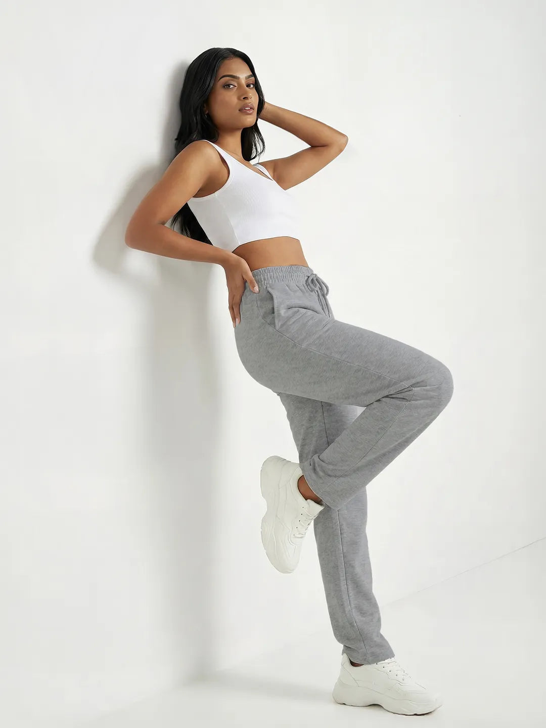 Grey Straight-Fit Joggers