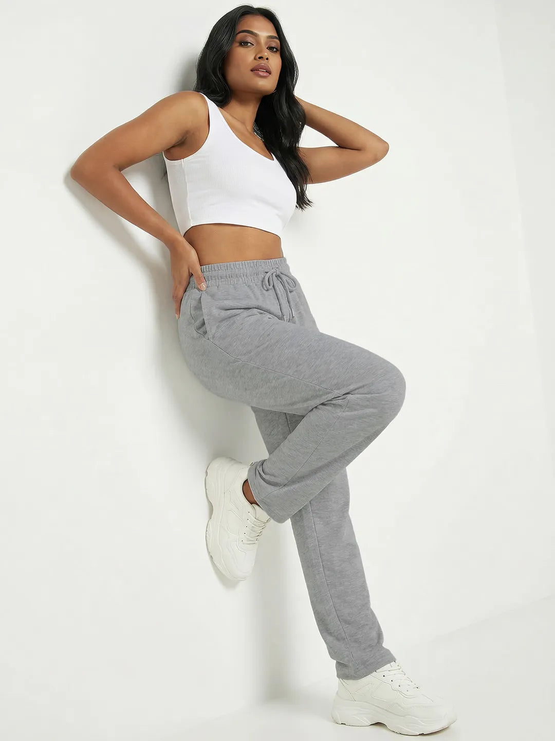 Grey Straight-Fit Joggers
