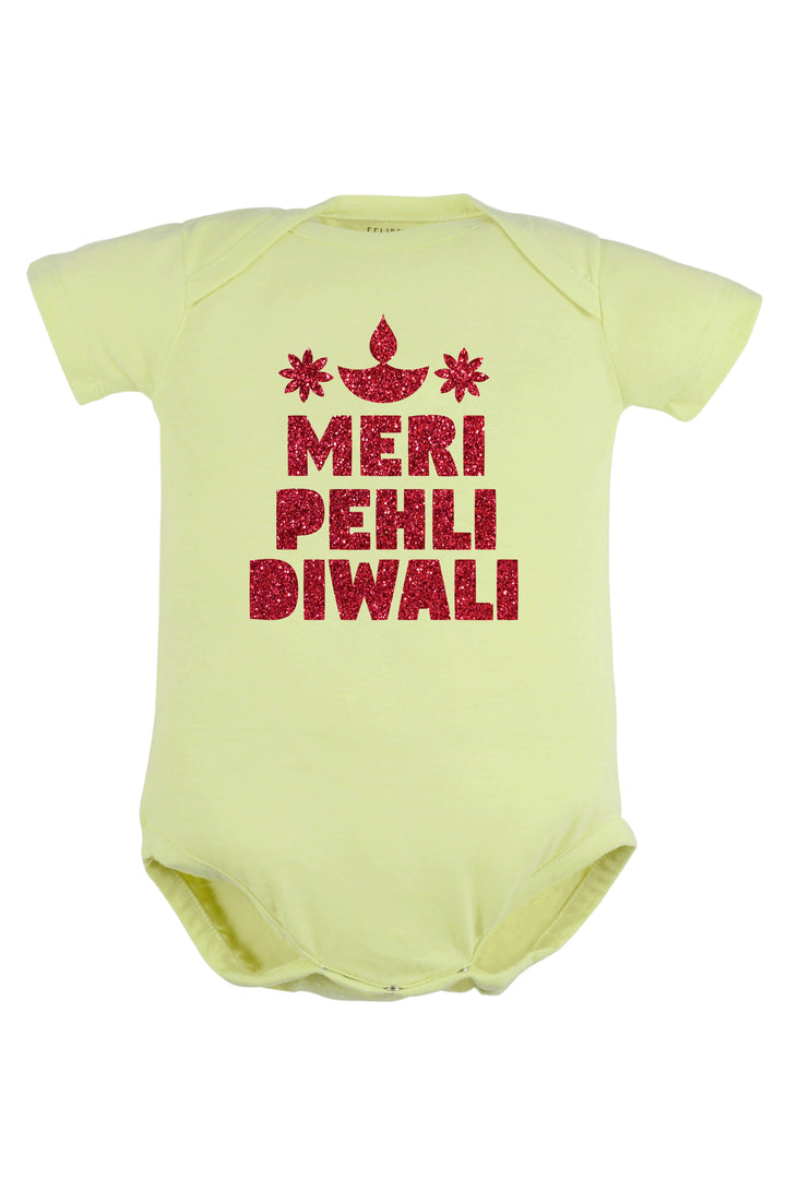 Meri Pehli Diwali With Glitter Baby Romper | Onesies