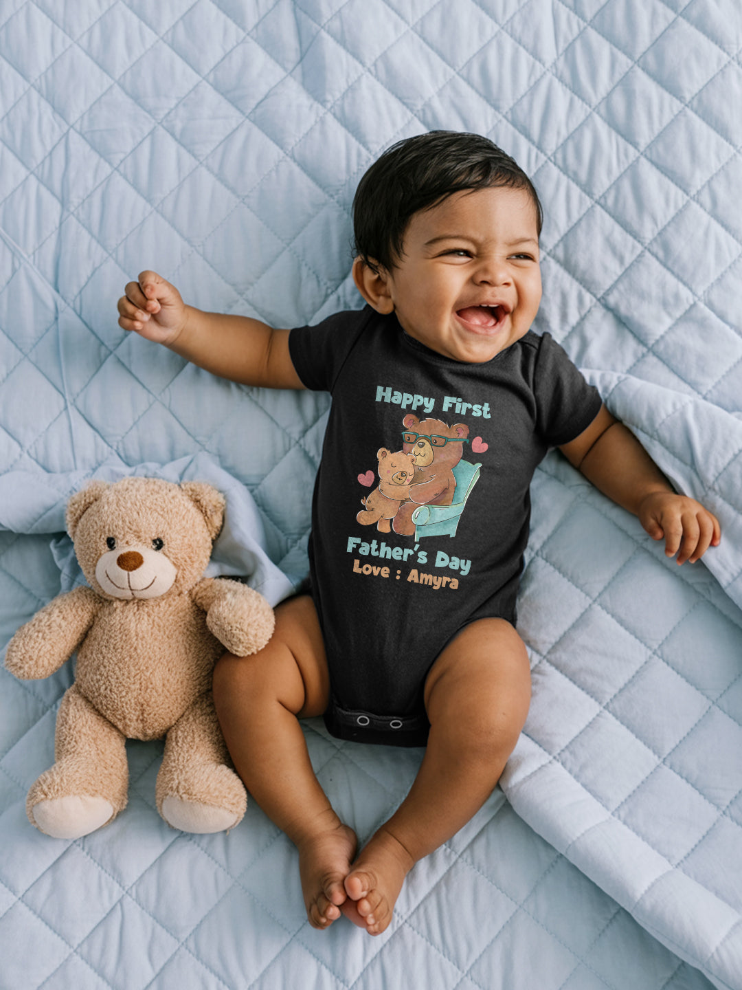 Happy First Father's Day Baby Romper | Onesies w/ Custom Name