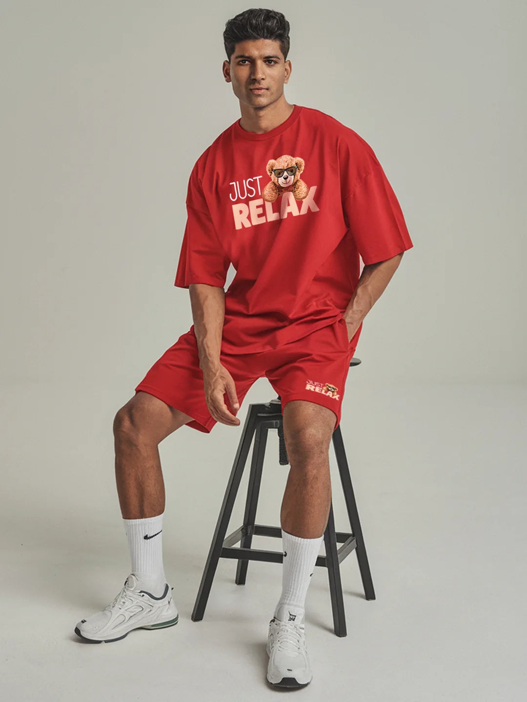 Just Relax Cotton Mens T Shirt and Shorts Combo Set