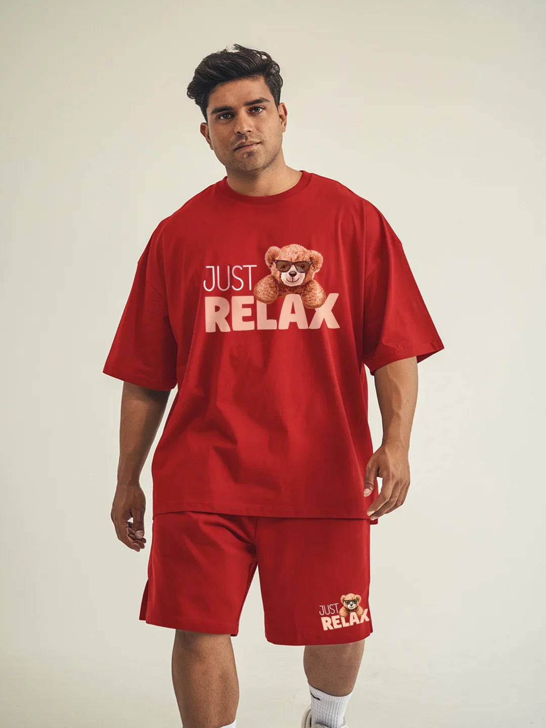 Just Relax Cotton Mens T Shirt and Shorts Combo Set