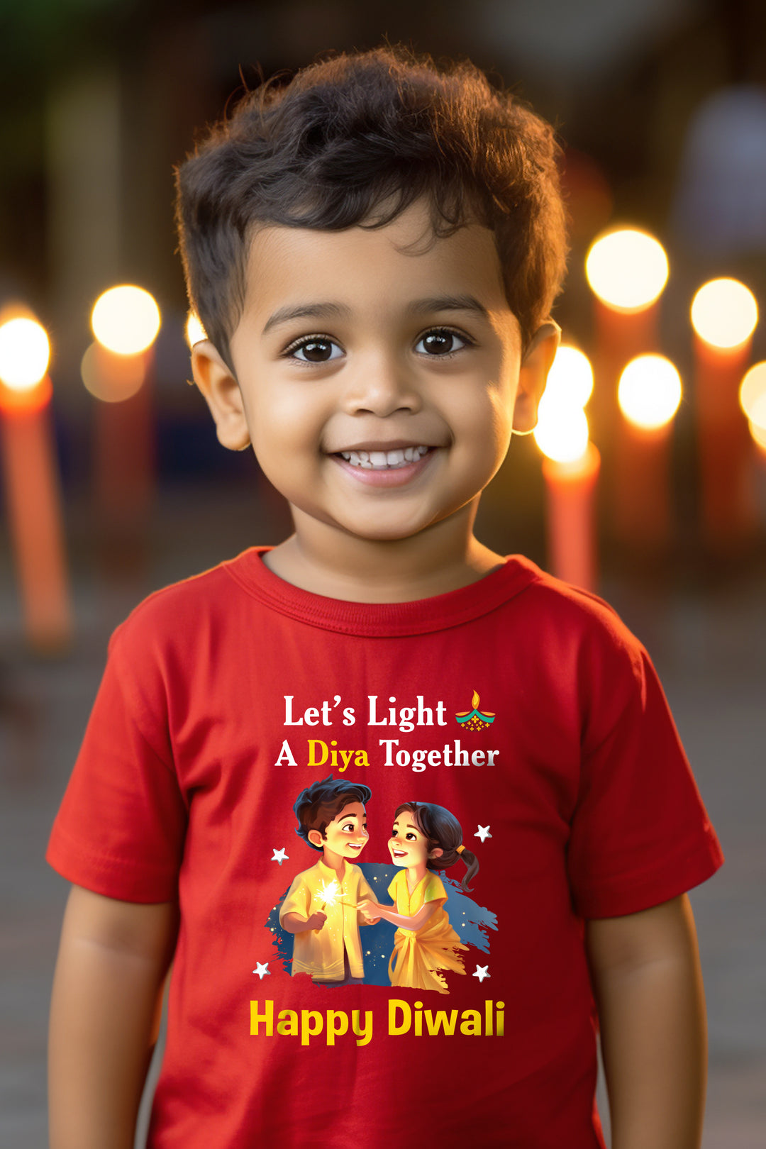 Let's Light A Diya Together Happy Diwali Kids T Shirt
