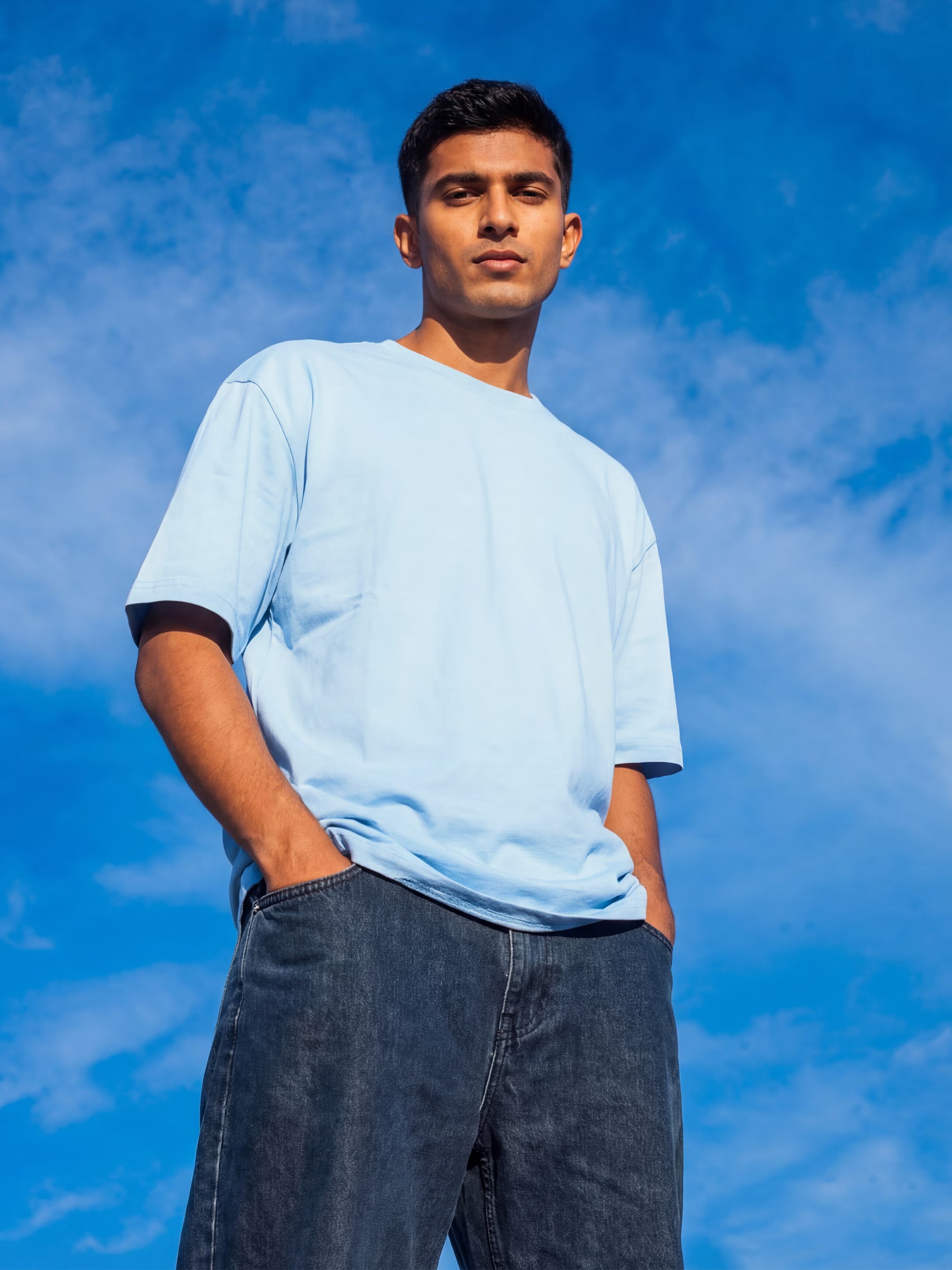 Sky Blue Men's Oversized T-Shirt