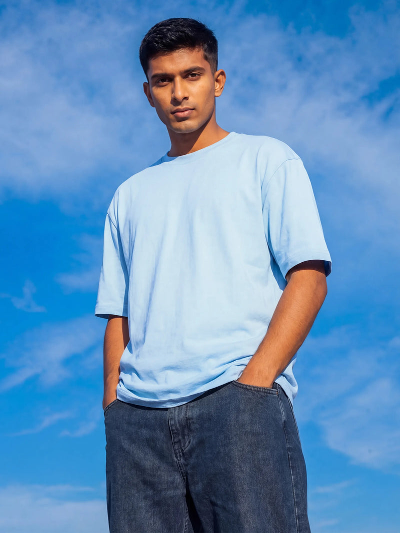 Sky Blue Men's Oversized T-Shirt