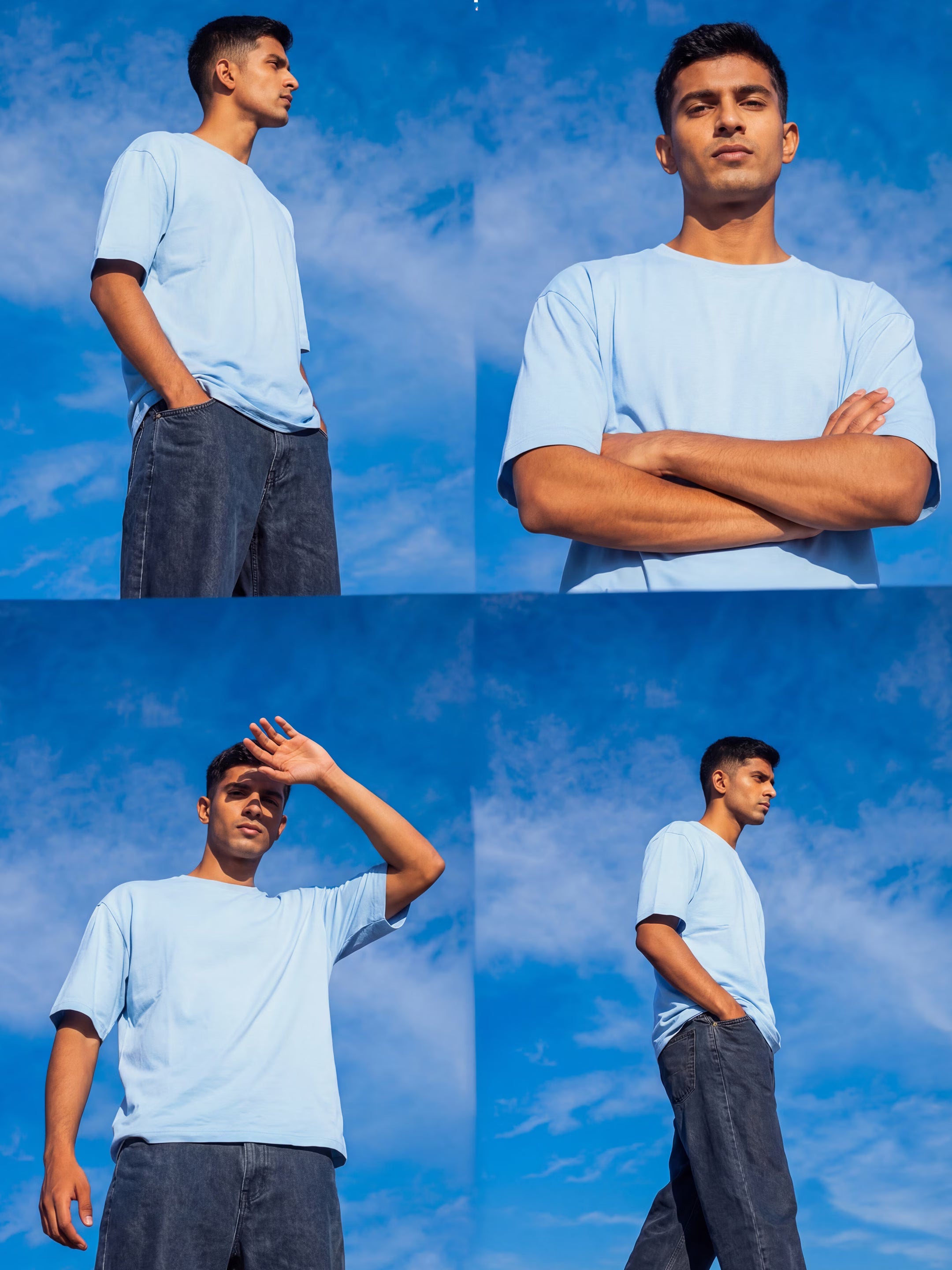 Sky Blue Men's Oversized T-Shirt