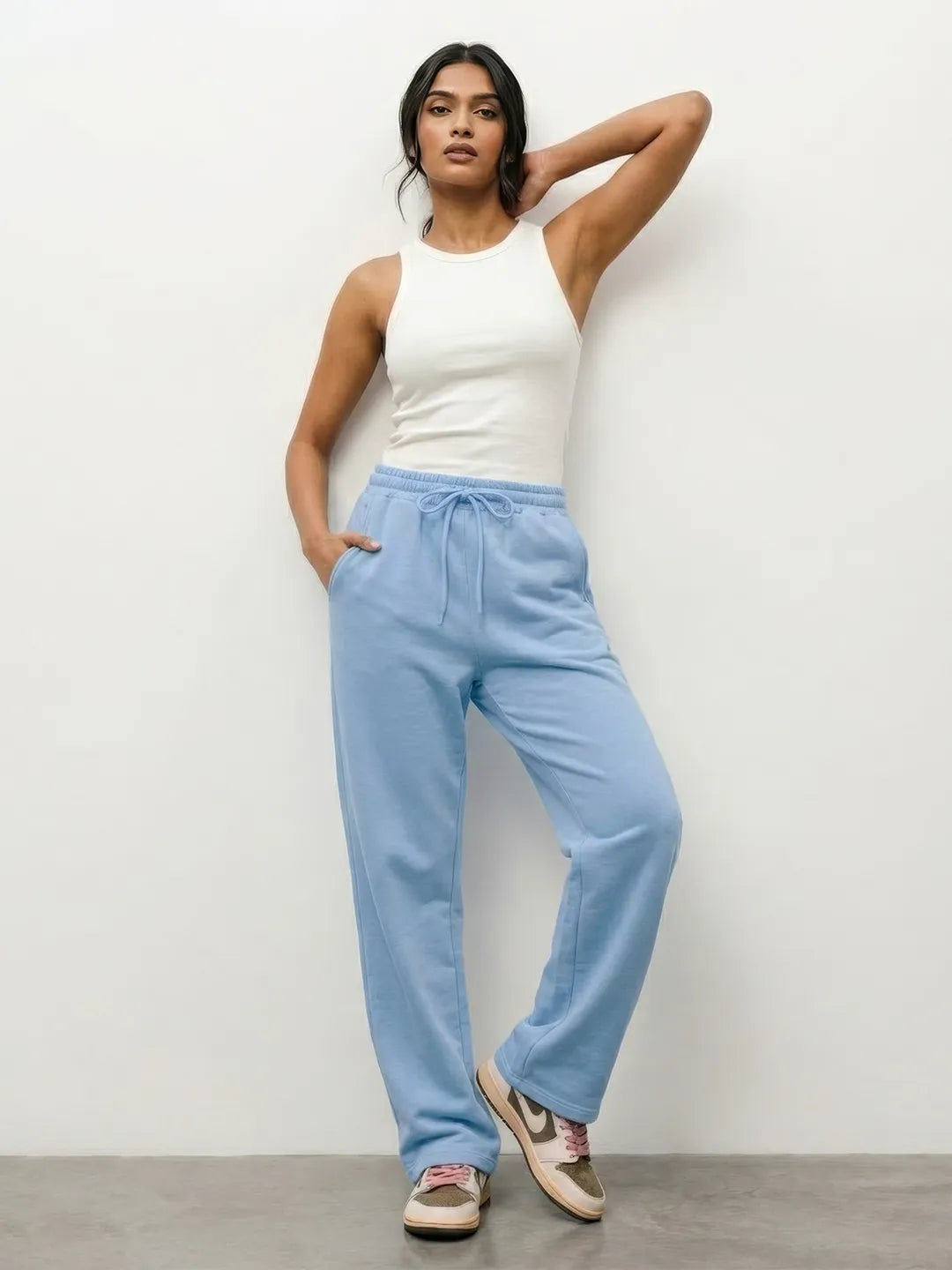 Light Blue Straight-Fit Joggers