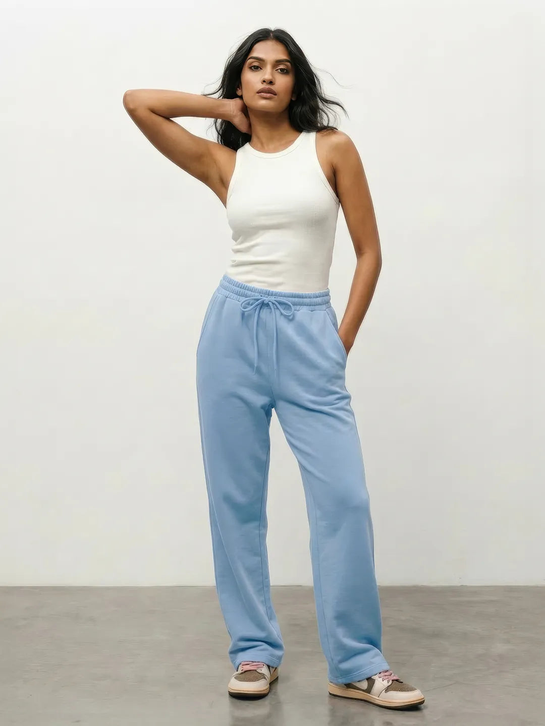 Light Blue Straight-Fit Joggers