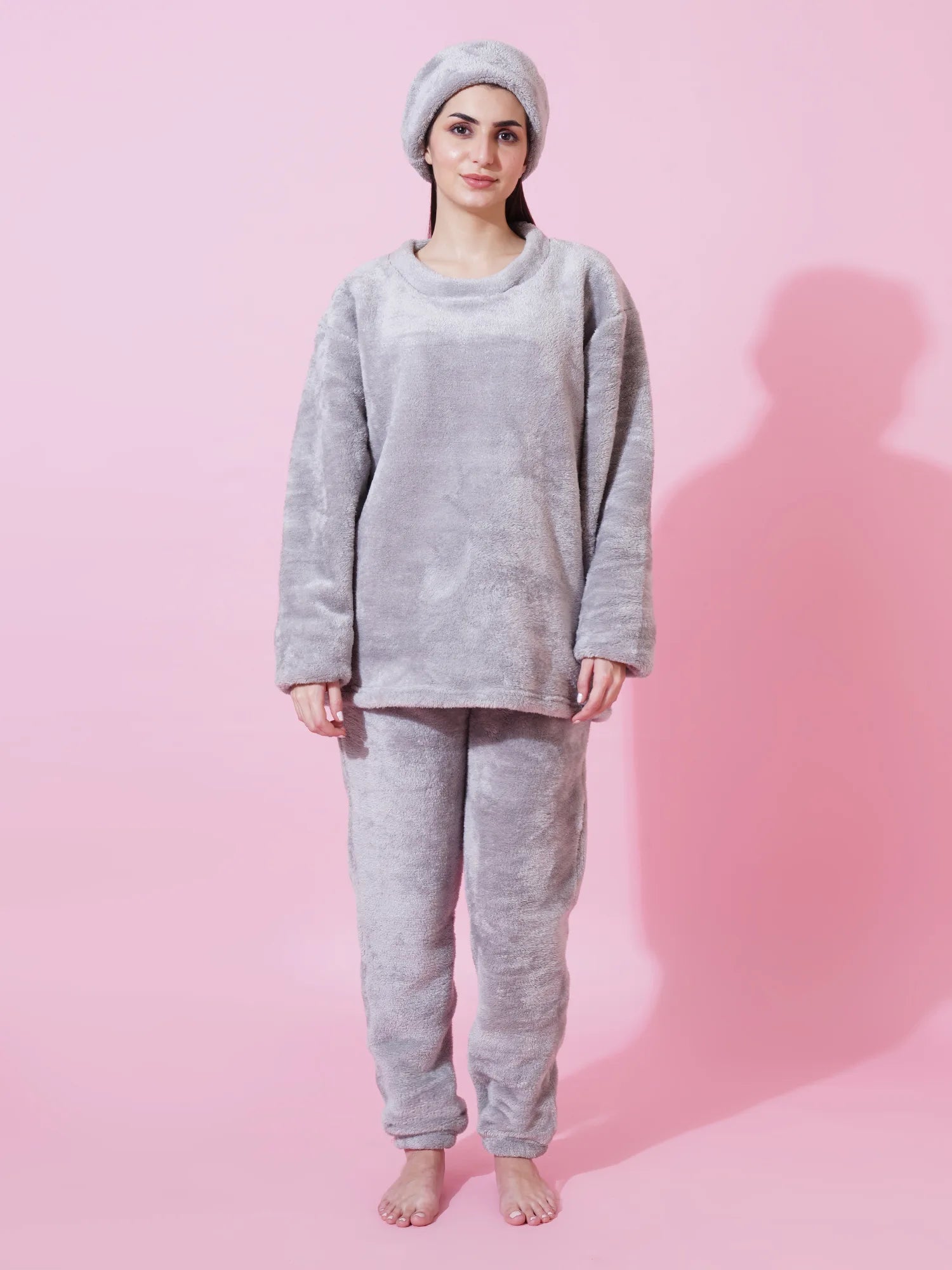 Light Gray Teddy Winter-Wear Set