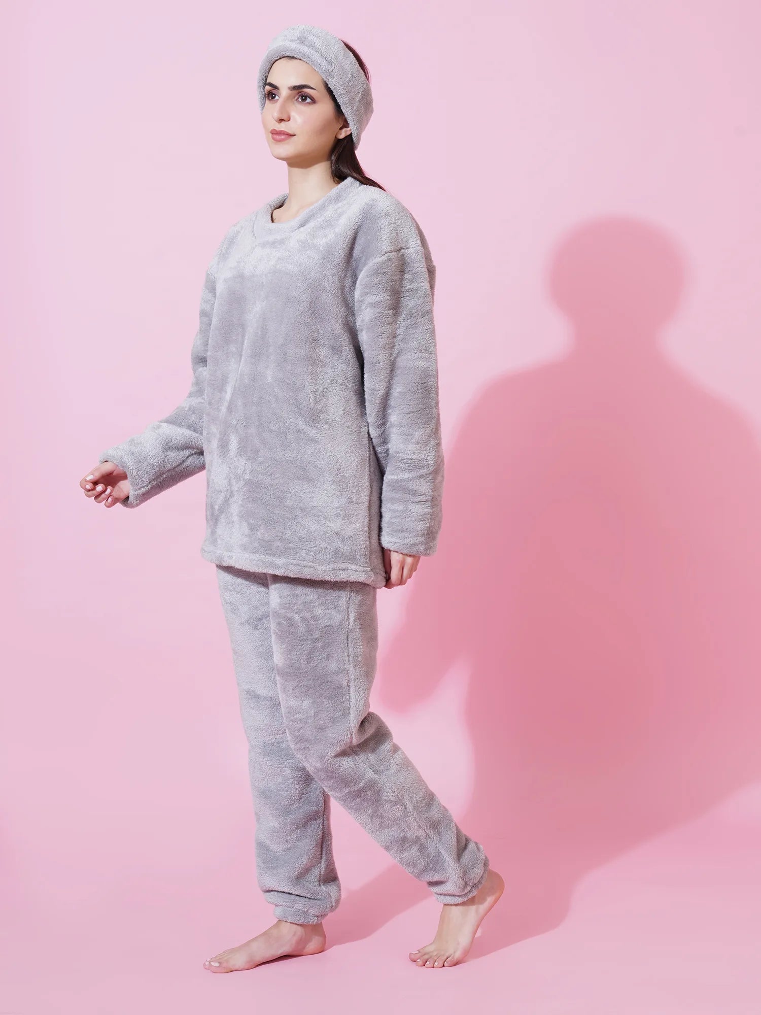 Light Gray Teddy Winter-Wear Set