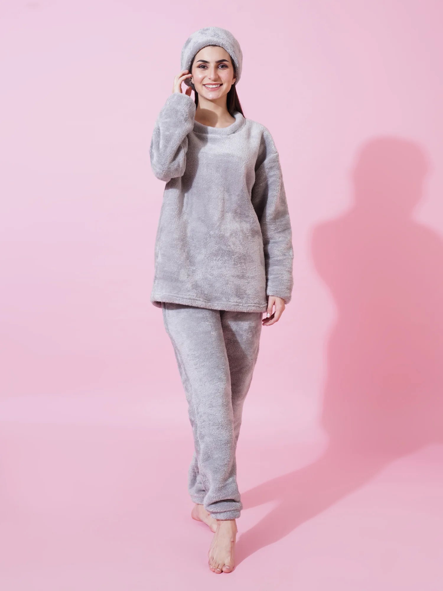 Light Gray Teddy Winter-Wear Set