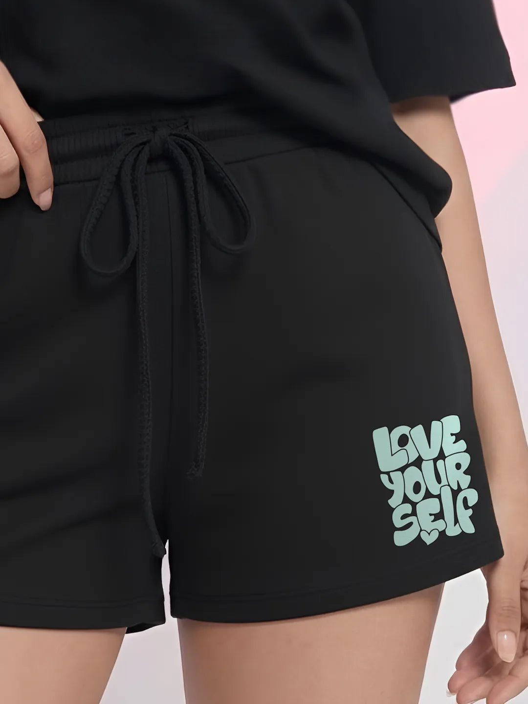 Love Your Self Cotton Women's T Shirt and Shorts Combo Set