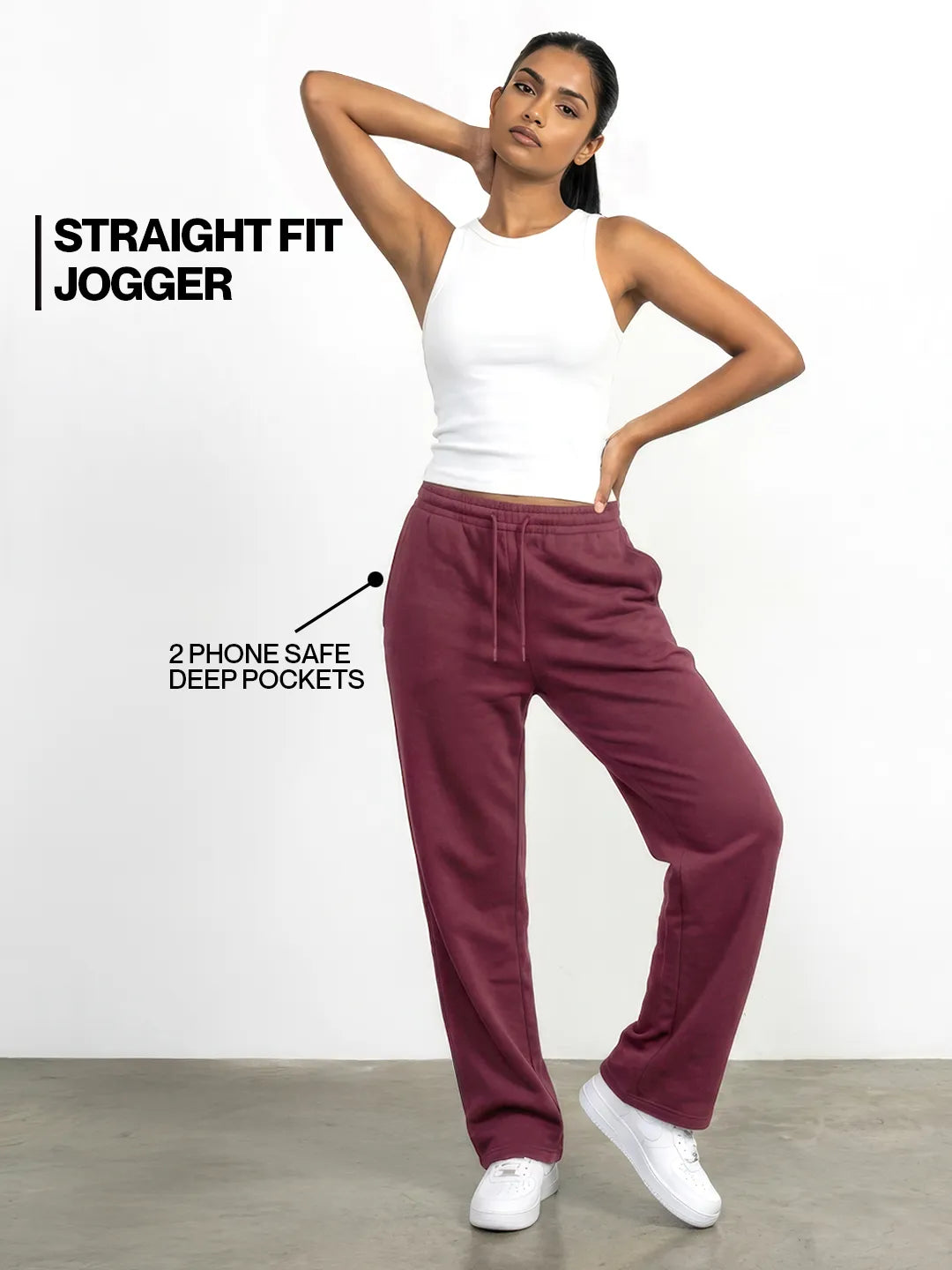 Marron Straight-Fit Joggers