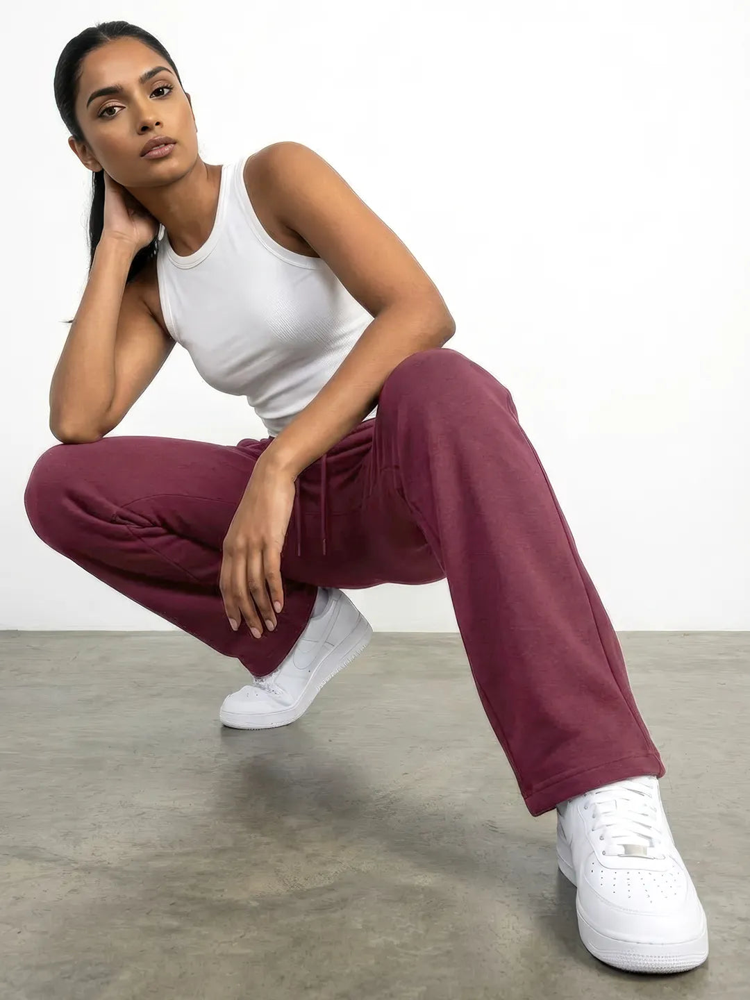 Marron Straight-Fit Joggers